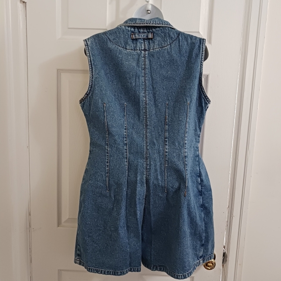 Denim Romper Skort Sleeveless Pockets Size 9/10 Med 80s READ - Picture 11 of 12